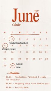 Confirming accurate production lead times and total delivery schedules with your supplier, including shipping and customs, to ensure on-time product arrival.