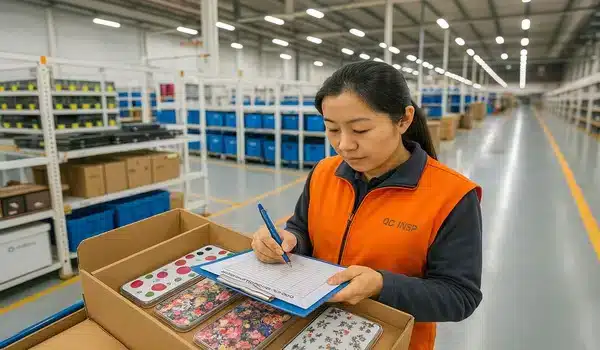 Factory quality control inspection following AQL 2.5 standards, overseen by Green Sourcing