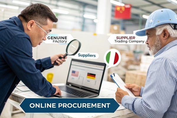 Person searching online supplier directories