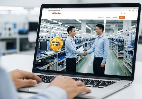 A screenshot of an Alibaba Verified Supplier profile for electronics