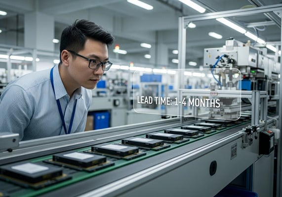 A timeline showing the electronics sourcing process from China