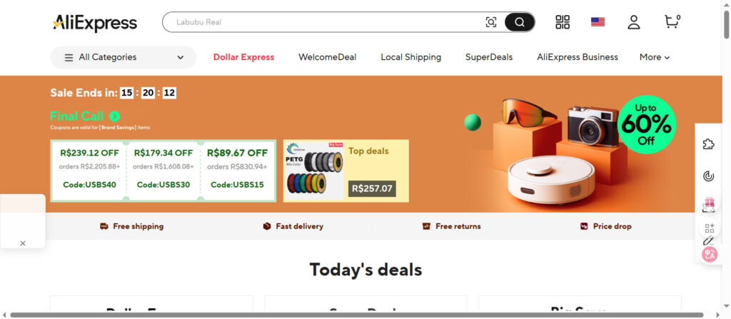 An overview graphic of AliExpress features for business users, like dropshipping center and bulk pricing