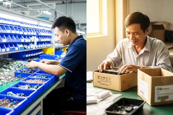 Infographic showing how easy it is to get parts in Shenzhen vs Vietnam