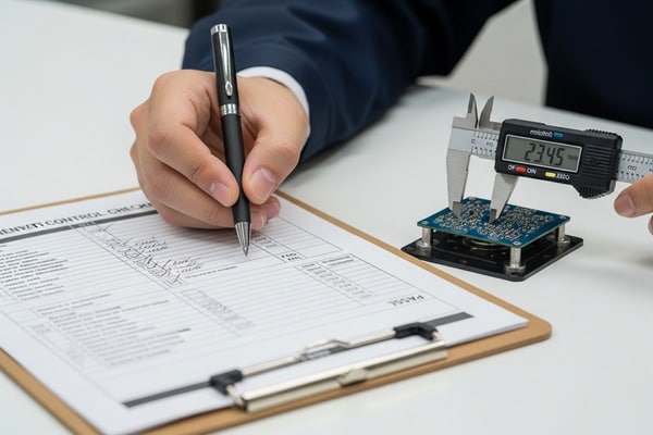 A picture of a quality control checklist on a clipboard