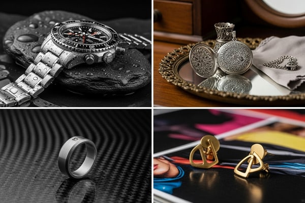 A simple chart comparing jewelry metals like stainless steel and sterling silver
