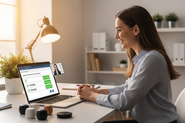 Small business owner comparing samples on desk